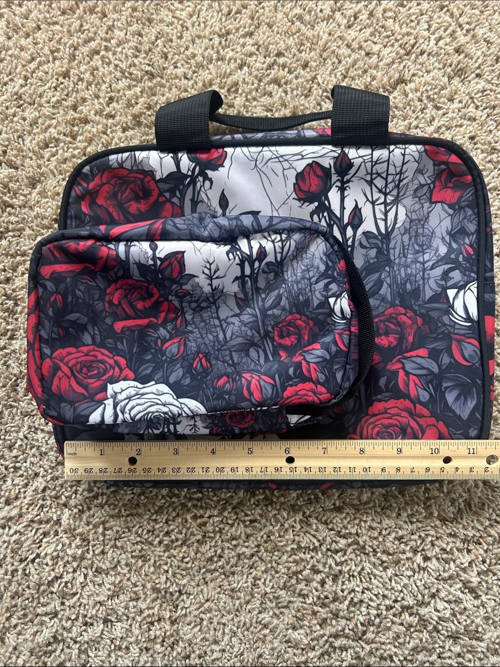 Floral Rose Cosmetic Pouch Set in Black and Red - Picture 5 of 5